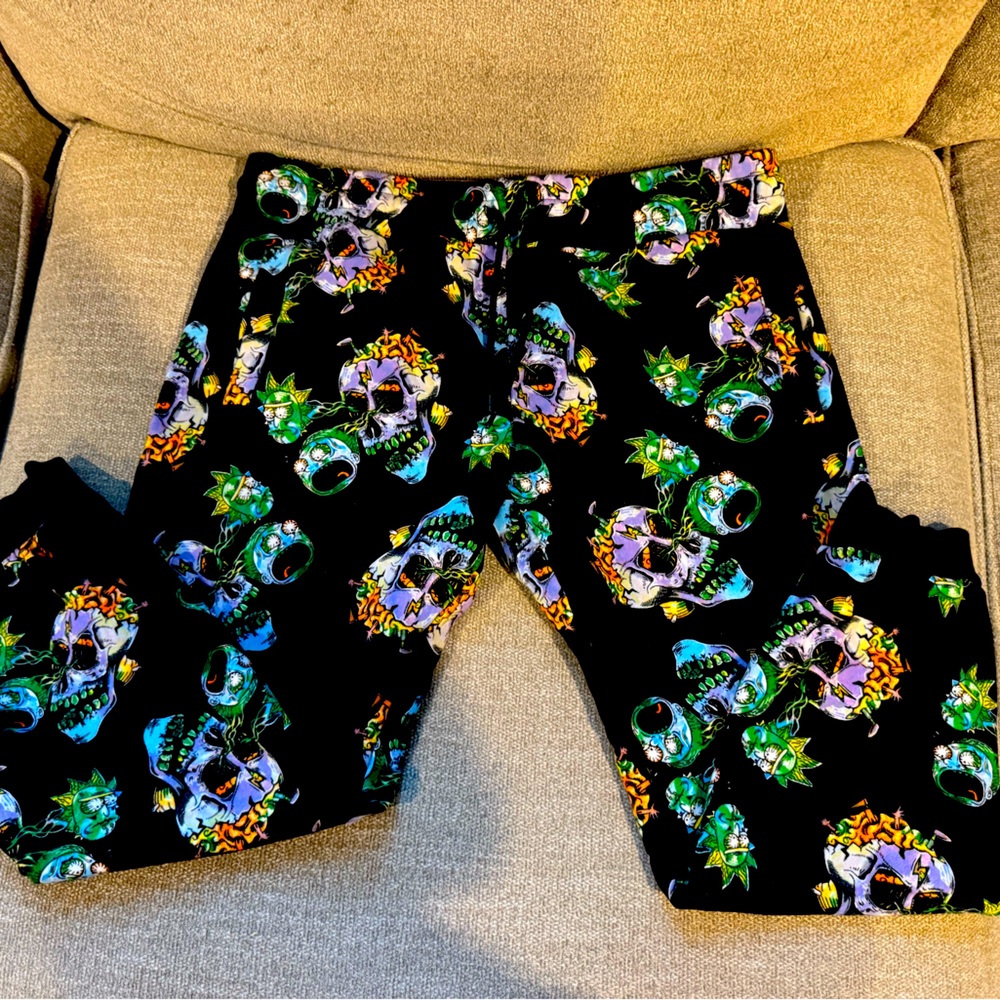 Cartoon Network Black and Green Sweatpants with Playful Print, Rick and Morty